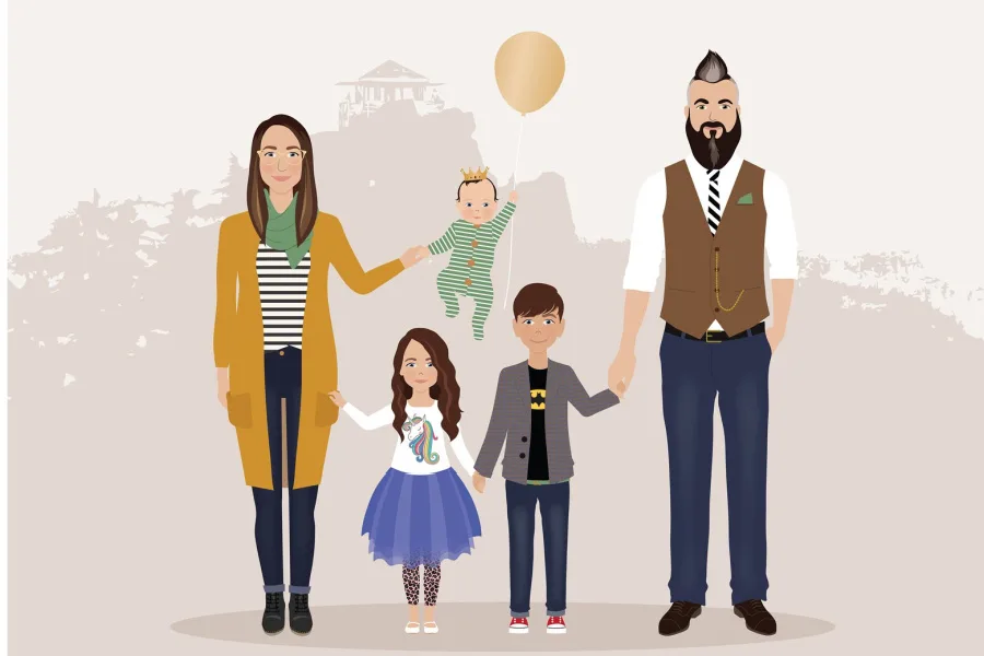 Modern custom family portrait art from 12 exceptional artists: Incredible gifts for moms, dads, and grandparents