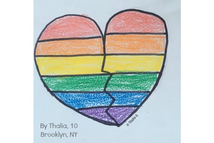 Broken rainbow heart by Thalia, 10, Brooklyn | © CoolMomPicks.com