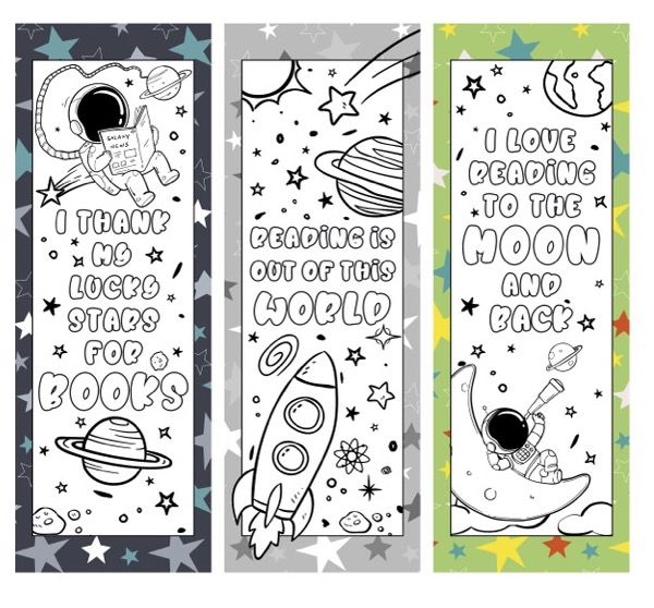 Free printable space bookmarks for kids from View from a Stepstool