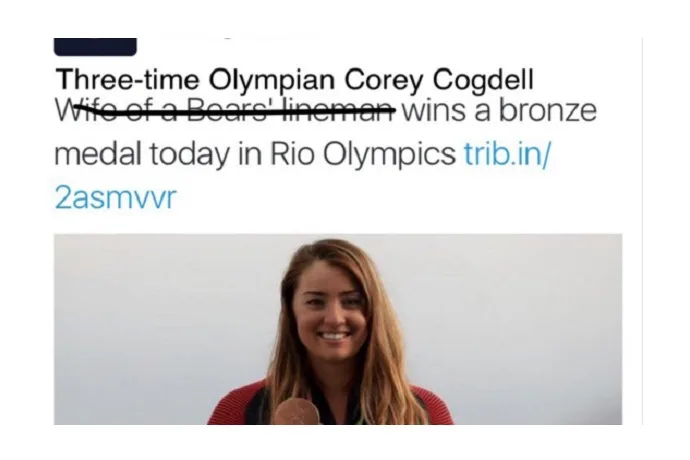 How to talk to your kids about sexist media coverage at the Olympics and beyond: Image via Telegraph UK - Laura Keeney, Twitter