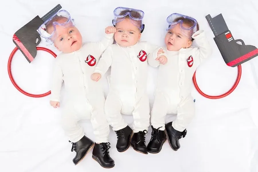 Halloween costumes made from pajamas: The Ghostbuster trio from House that Lars Built