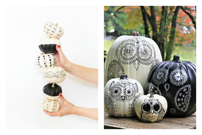 6 super cool ways to decorate pumpkins with black Sharpie. Lazy? Or brilliant!