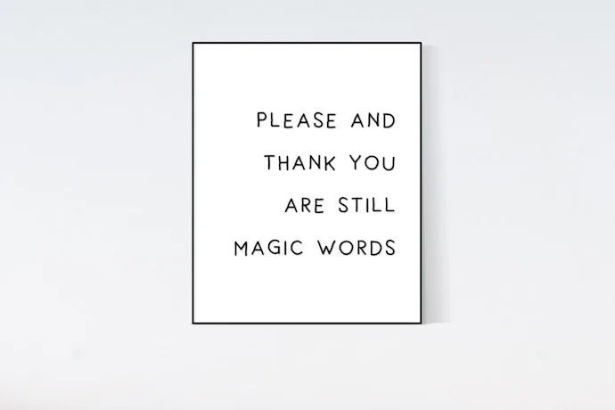 6 easy but impressive manners kids should know before the holidays hit | Please and Thank You poster at TanyaGDesign