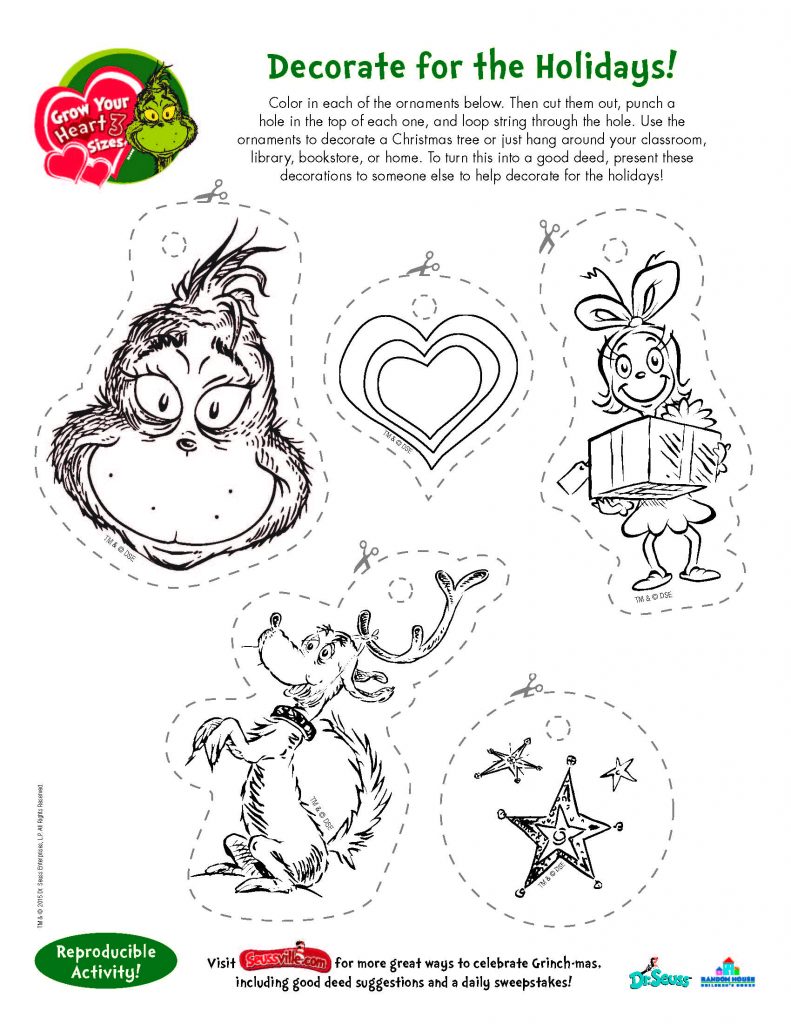 Free printables and wonderful activities from none other than the Grinch