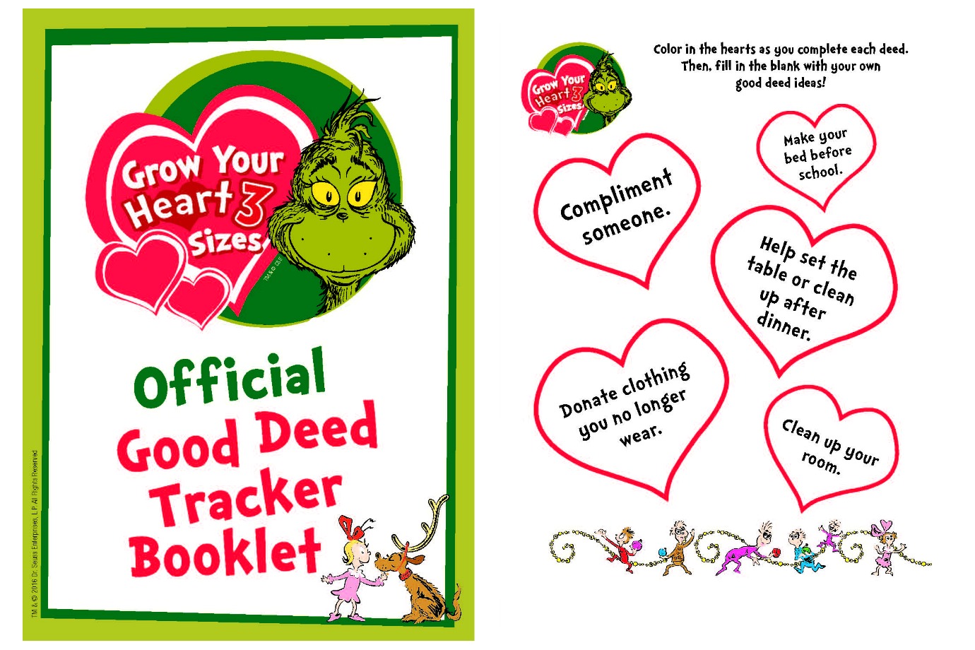 Free printables + activities that help grow kids’ hearts 3 sizes this Grinch-mas