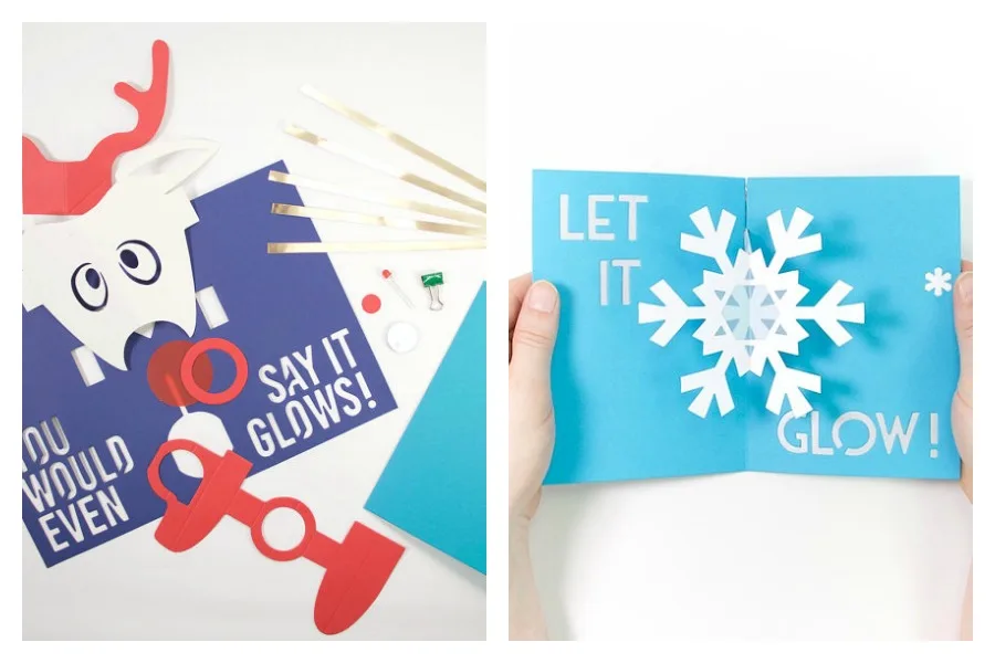 Awesome artsy craft kids for kids like these DIY holiday cards from TechnoChic on Etsy.