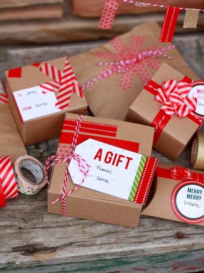 Creative holiday gift wrapping idea using washi tape from The Sweetest Occassion