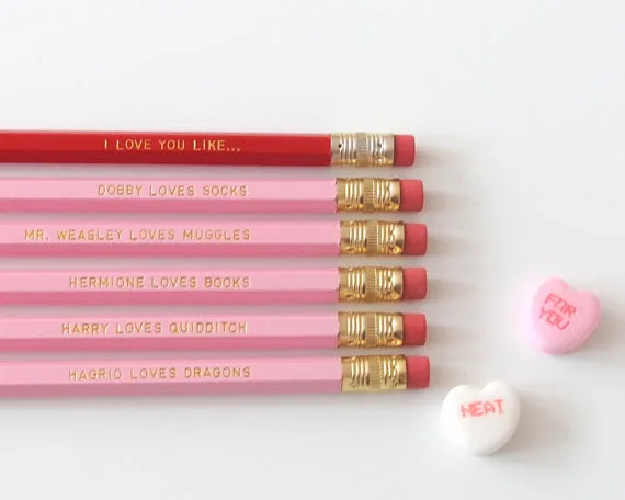 The coolest Valentine's gifts for kids, like these Harry Potter pencils from Life Is Rosier on Etsy