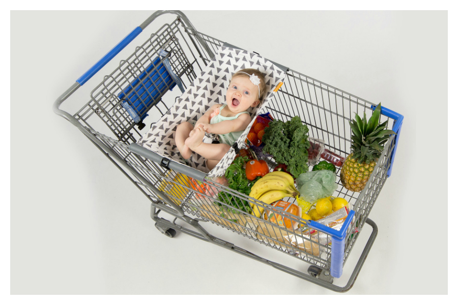 Grocery shopping with a baby? You’ve got to see this cool shopping cart hammock.