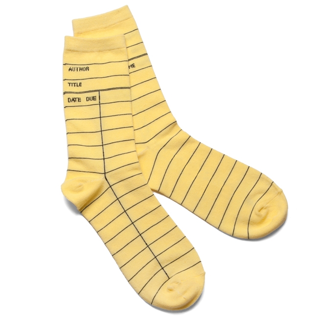 Last-minute Valentine's Day gifts: Library Card Socks by Out of Print