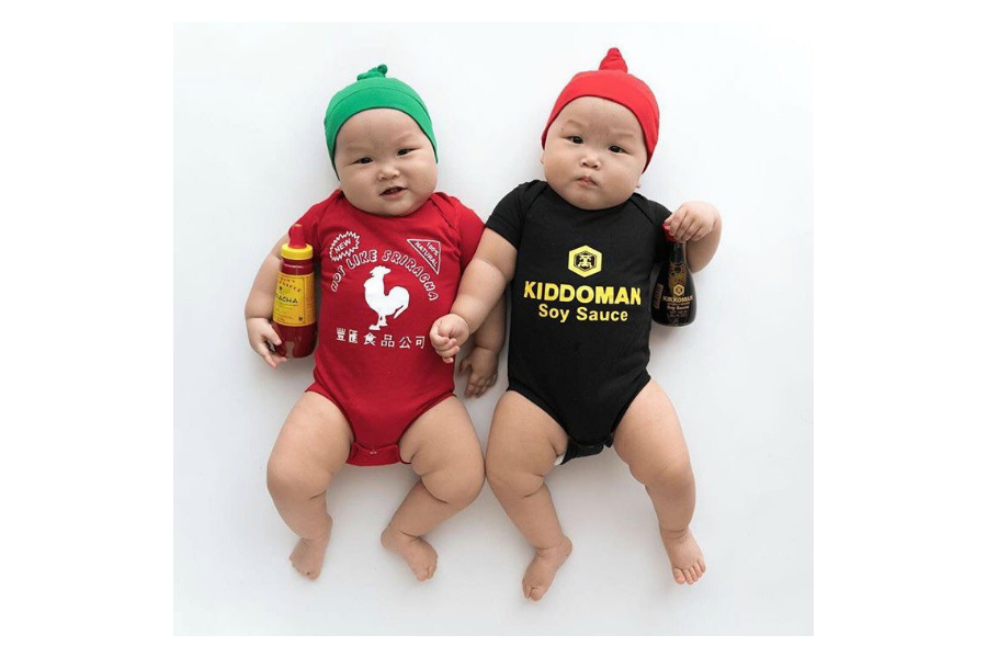 Creative birth announcement ideas for twins: Awesome Sauce twin onesies at Buzzbear Studios. Ha!
