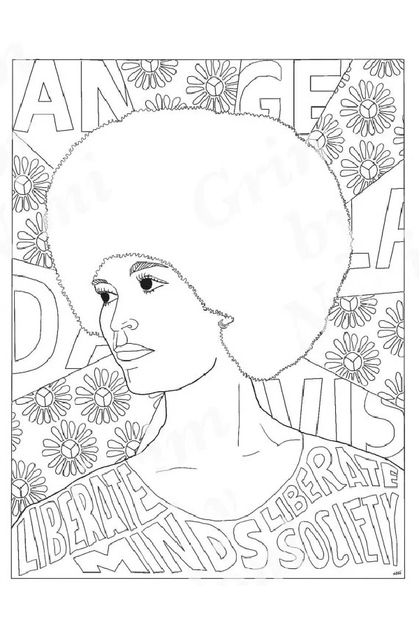 National Women's History Month coloring pages: Angela Davis
