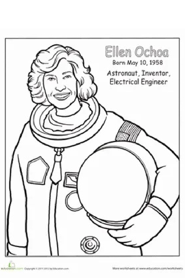 National Women's History Month coloring pages: Ellen Ochoa | free download from Education .com