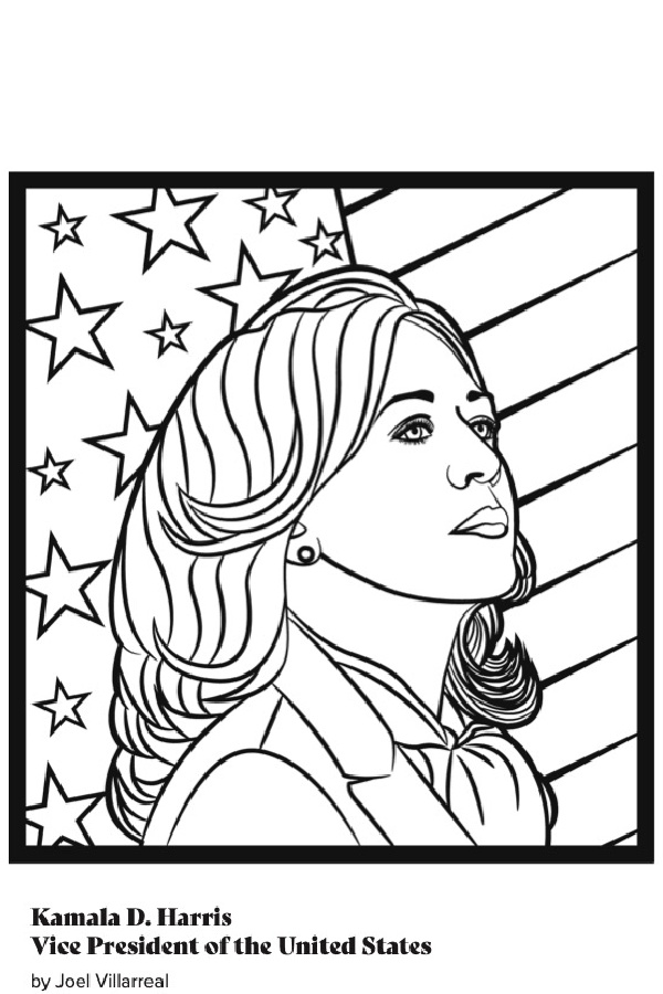 Free printable Kamala Harris Coloring Page for Women's History Month | via San Joaquin Delta College