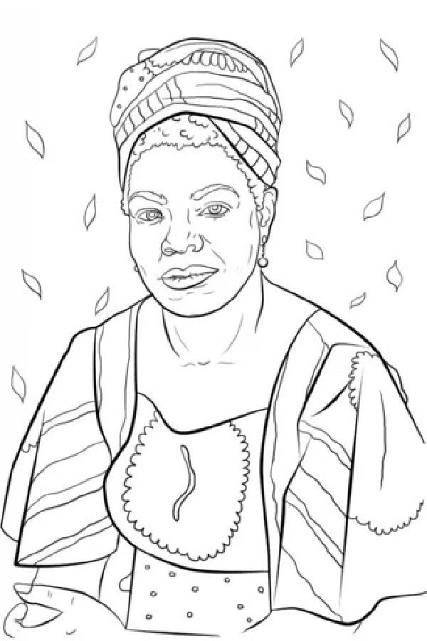 National Women's History Month coloring pages: Maya Angelou | free download