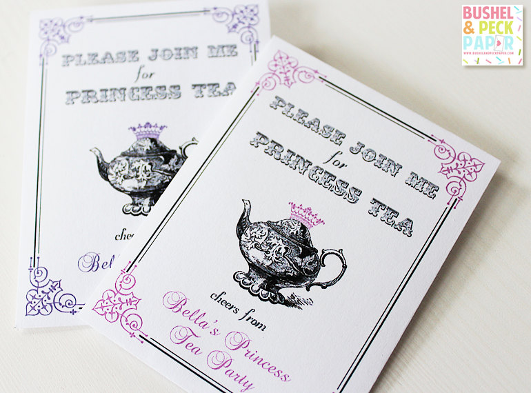 Beauty & the Beast party ideas: Custom princess tea party invitations