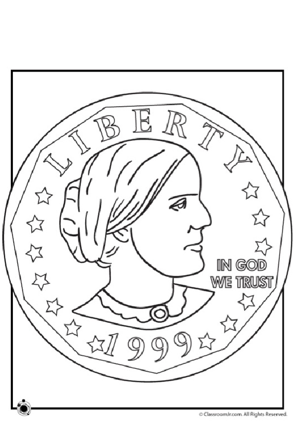 National Women's History Month coloring pages: Susan B. Anthony | free from Woo Jr. 