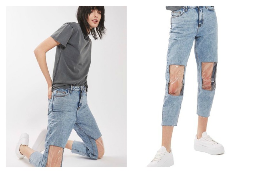 People are leaving hilarious reviews of the Clear Knee Mom Jeans and we can’t stop laughing