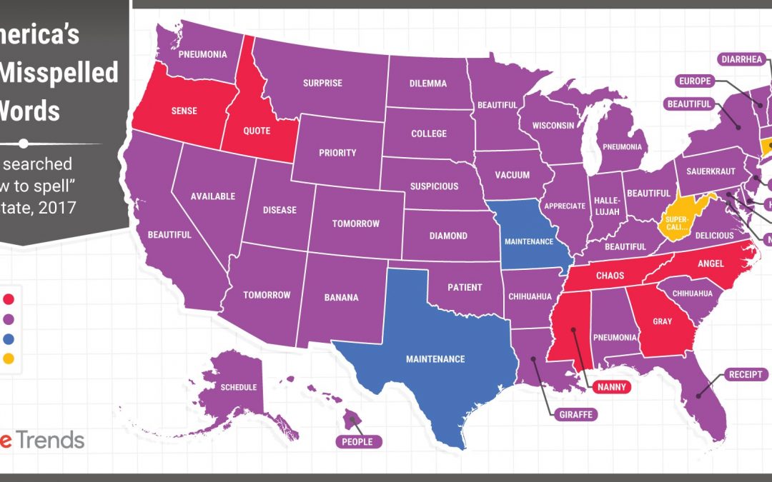 America’s top misspelled words by state. Can Mississippi spell Mississippi?