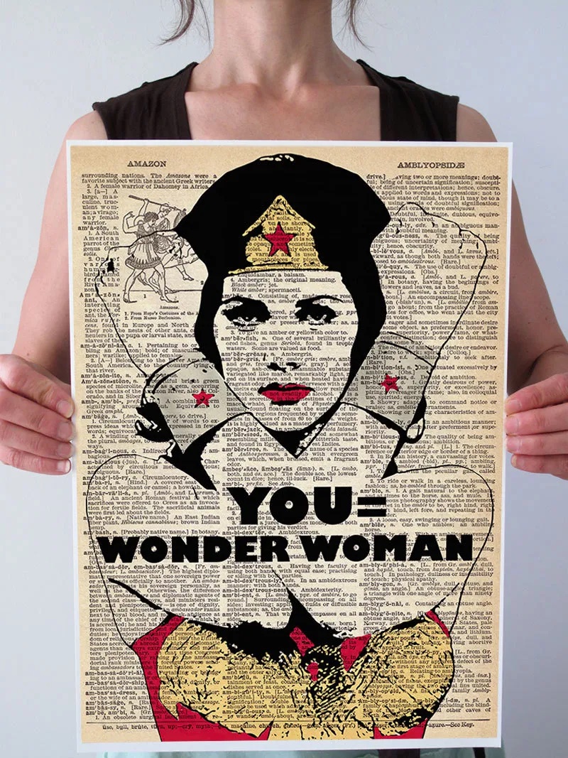 Inspirational quote art for the home office: You = Wonder Woman | Patrician Prints