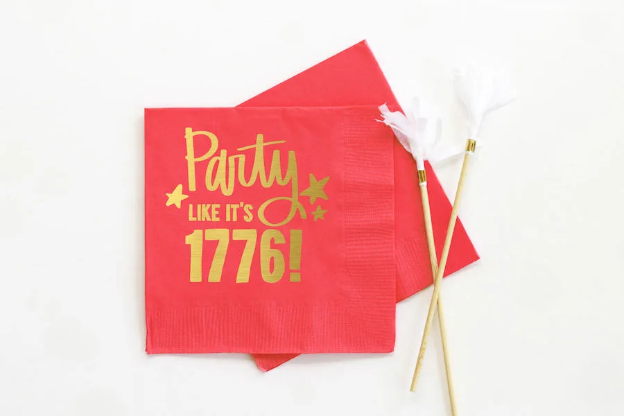 Fun July 4th party supplies: Party like it's 1776 napkins on Etsy | coolmompicks.com