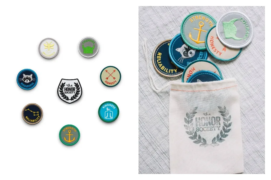 These cool merit badges from Perfectly Smitten reward kids for gooddoings this summer.