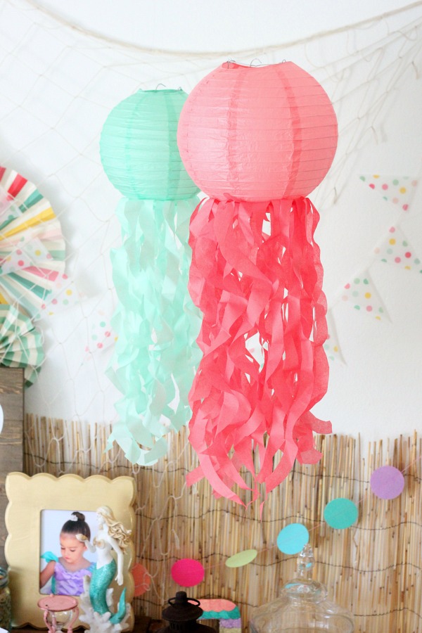 Mermaid Party Ideas: DIY jellyfish paper lanterns via Elevate Everyday