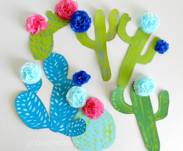 Cactus crafts for kids: Cardboard Cacti DIY from Elise at Grow Creative Blog