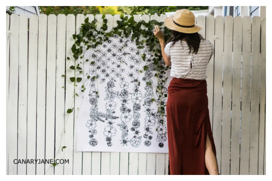 Summer coloring pages for teens and tweens, like this Floral Flag from Canary Jane.