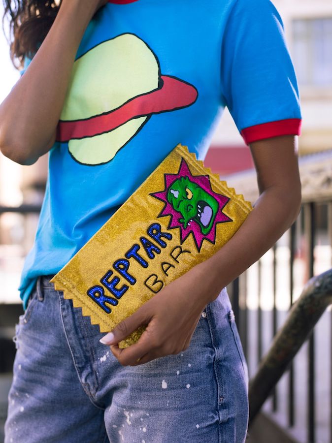 Vintage Nicktoons accessories: Love this Reptar Bar clutch from the Rugrats! | mompicksprod.wpengine.com