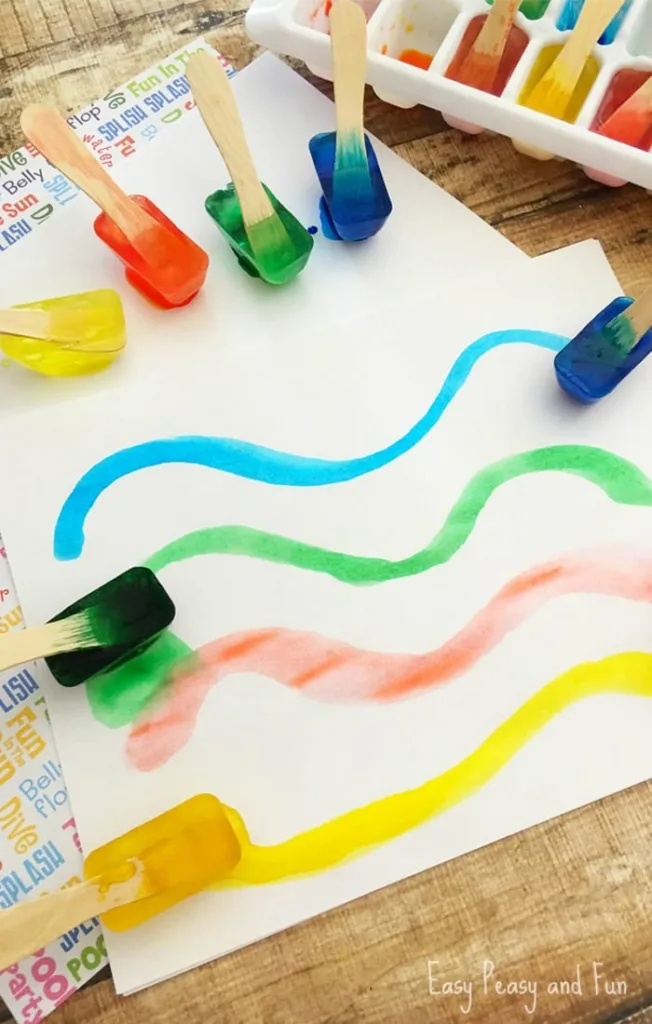 Summer ice activities: Ice Paint by Easy Peasy and Fun