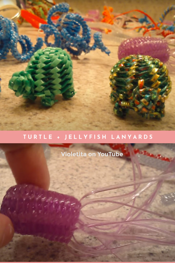 cool animal lanyard patterns: Turtle + jellyfish tutorial series from Violetita on YouTube