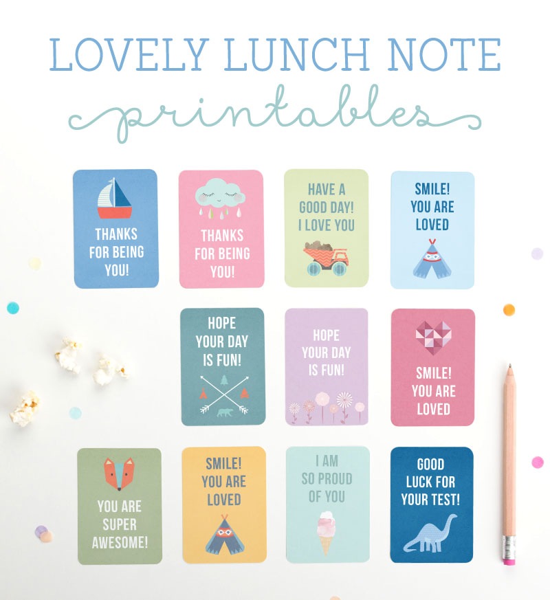 Back to school printables: Free Lovely Lunch Note Printables | Tiny Me