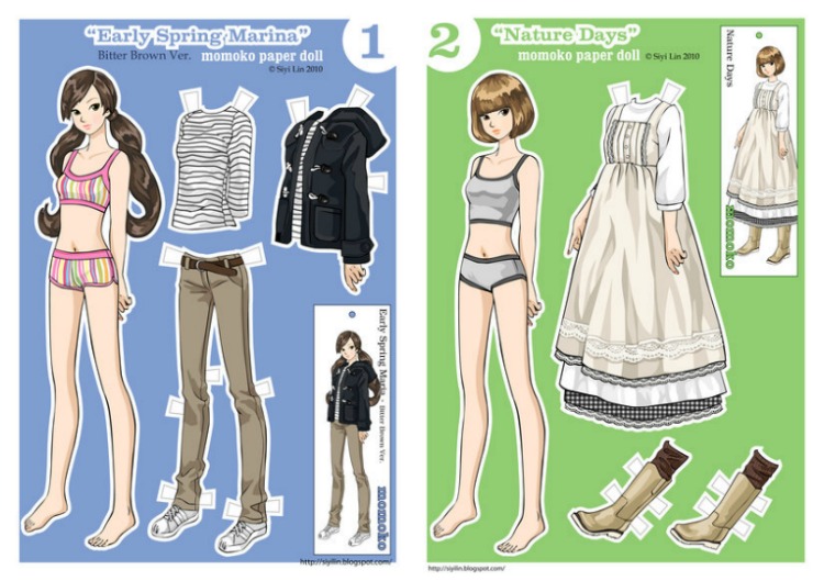 Free printable paper dolls: Japanese Momoko Paper Dolls by Siyi Lin