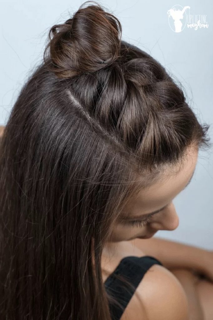 Half braid hairstyle tutorial via uplifting mayhem