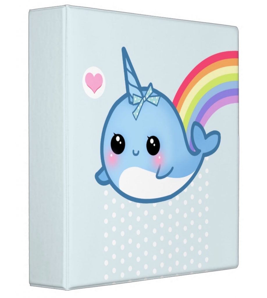 Personalized kawaii baby narwhal rainbow binder | Cool Mom Picks back to school shopping 2017