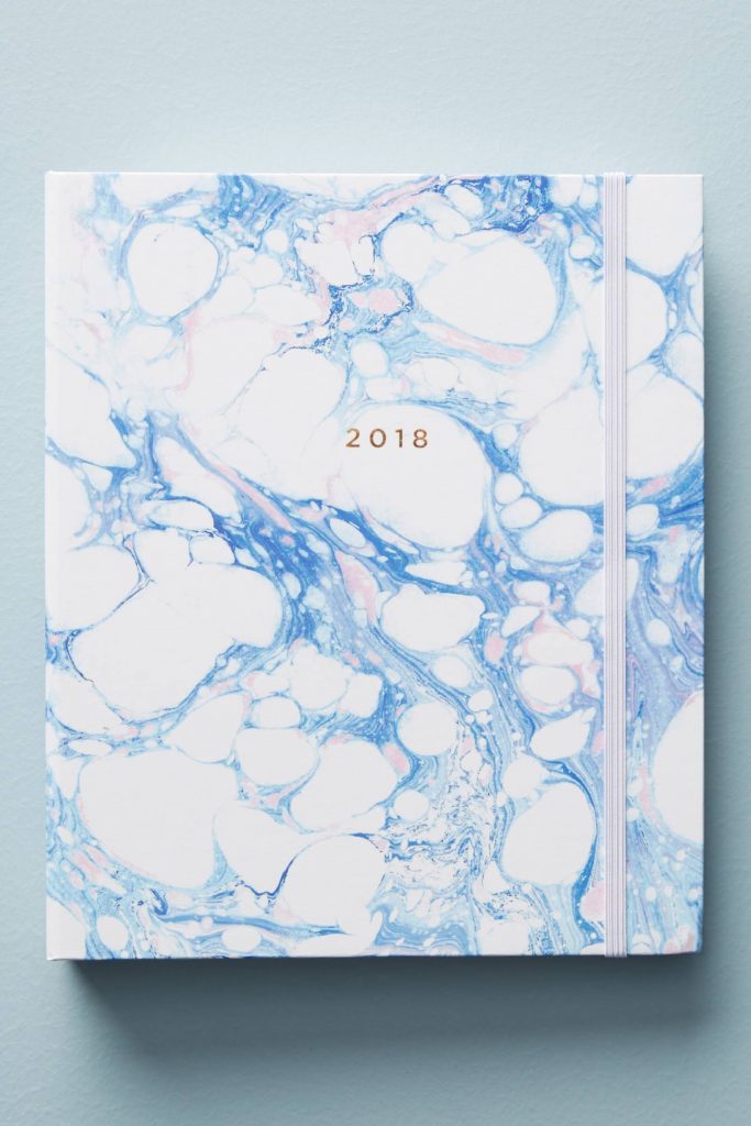 Pretty 2017-18 school year planners: Marble 2017-18 planner by Hadron Epoch at Anthro. Beautiful!
