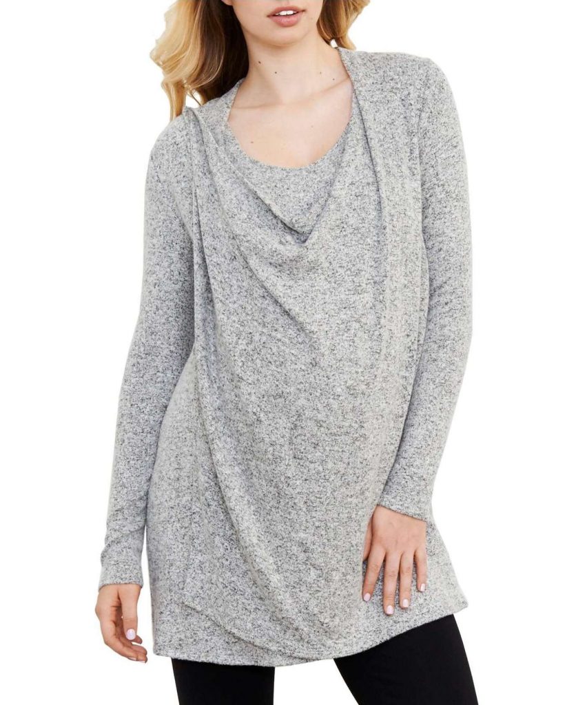 5 stylish, must-have maternity staples: The drape-neck maternity/nursing sweater from Maternal America