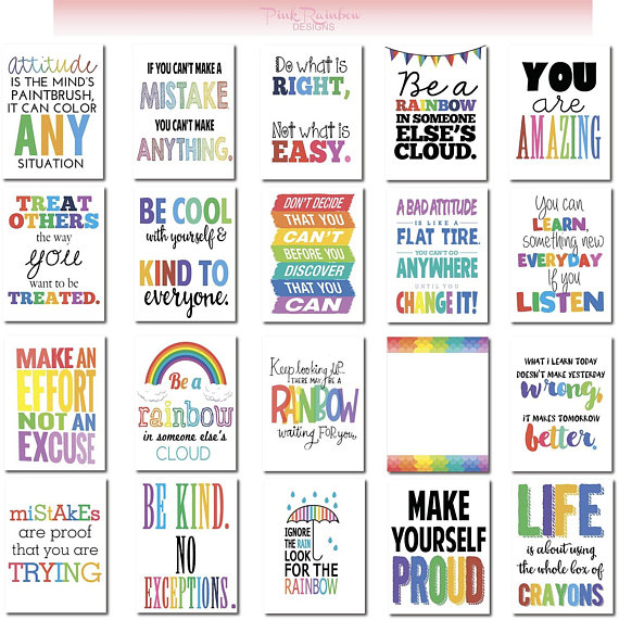 Back to school printables: Rainbow Lunch Note Printables | Pink Rainbow Designs