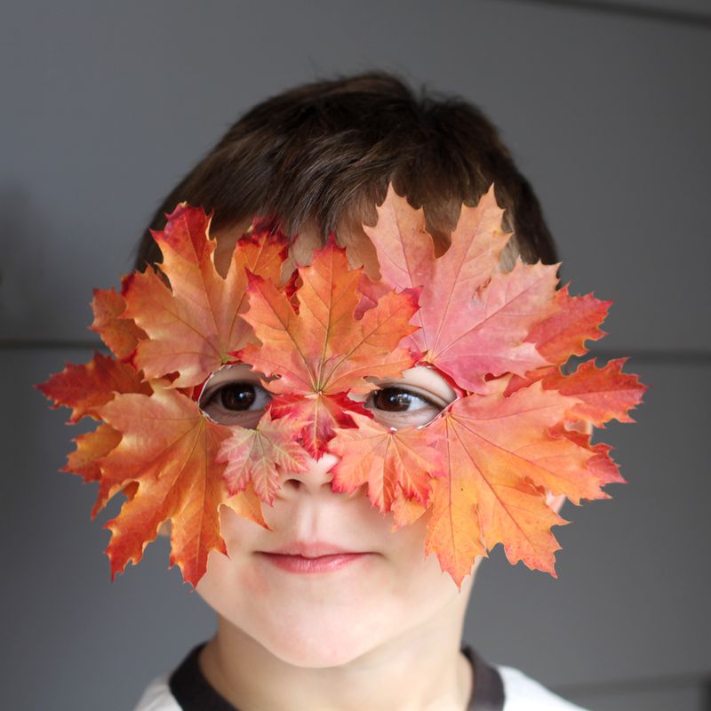 Kids crafts using fall leaves:  DIY Leaf Mask | Small + Friendly