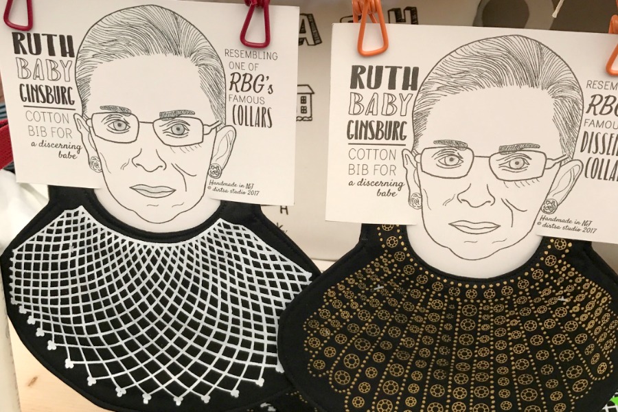 The Ruth Bader Ginsburg baby bib: For when dissent means no peas, please.