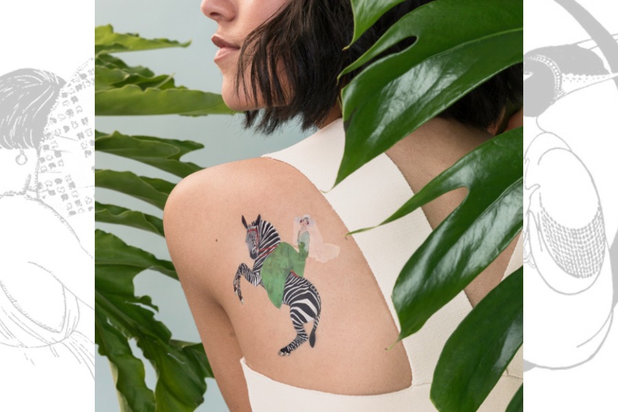 These vintage Vogue illustration tattoos are the cat’s pyjamas.