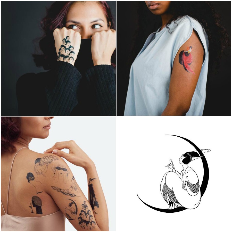 Vintage vogue illustrations now temporary tattoos by Tattly