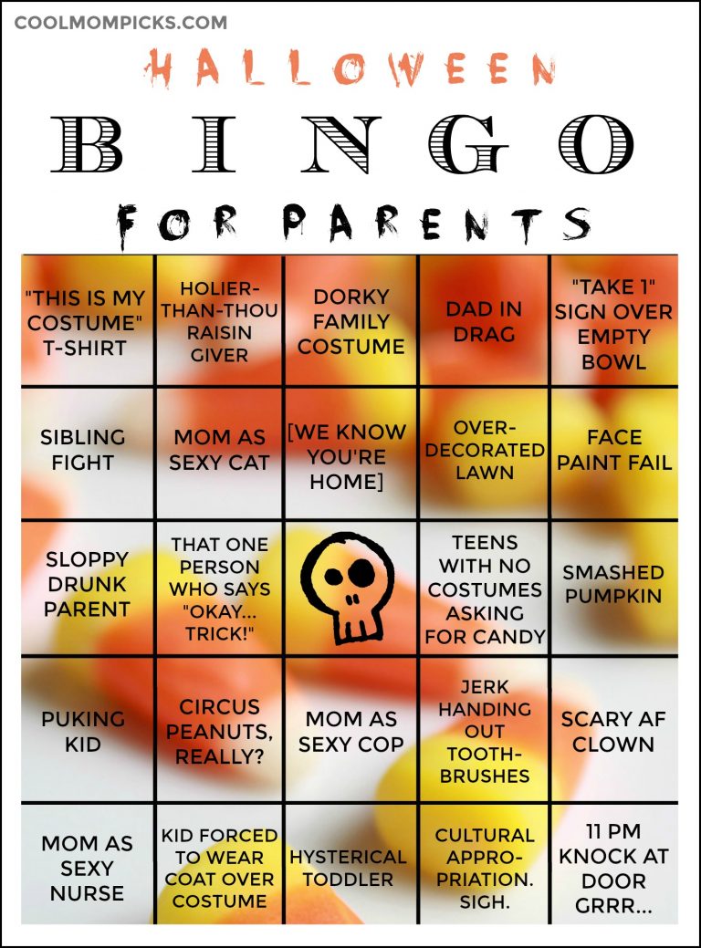 Halloween Bingo for Parents Just print, fill the card, win fabulous