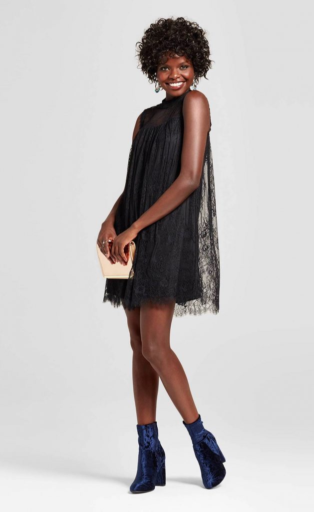 Babydoll dress updated for the 21st century: High neck black lace shift from Target