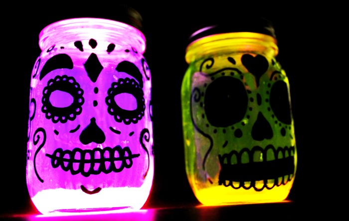 Sugar skull crafts | sugar skull lanterns from Growing Up Bilingual