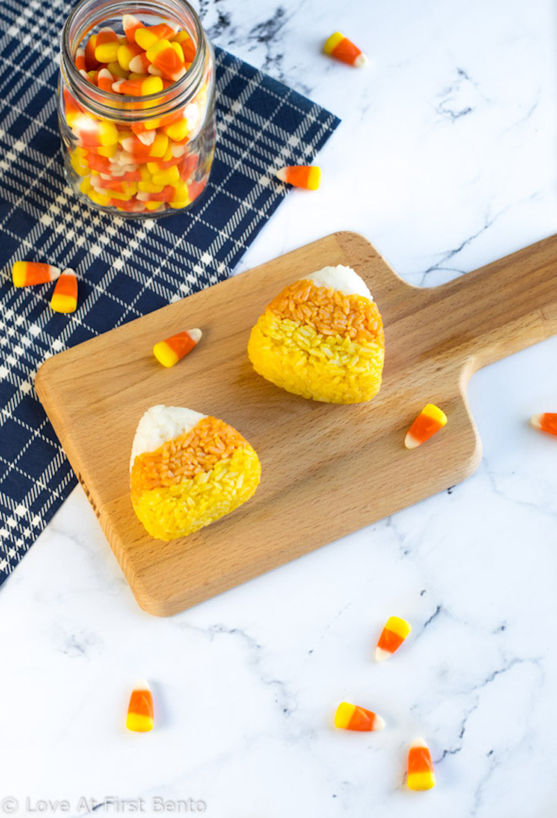 Last-minute Halloween help guide: Candy Corn Rice Nigiri by Love at First Bento