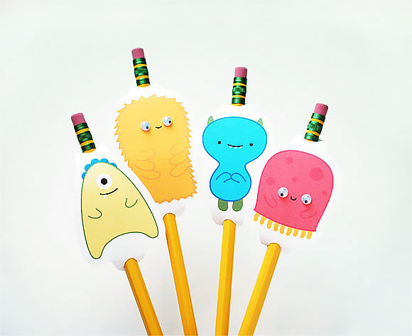 Free printable monster pencil toppers from Handmade Charlotte