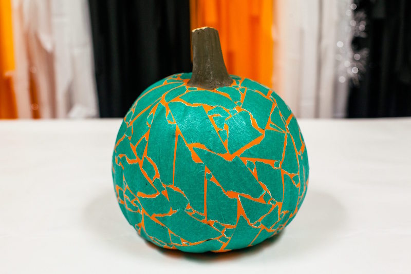 Teal pumpkin decorating ideas: A clever, easy masking tape pumpkin DIY by Jennifer Perkins