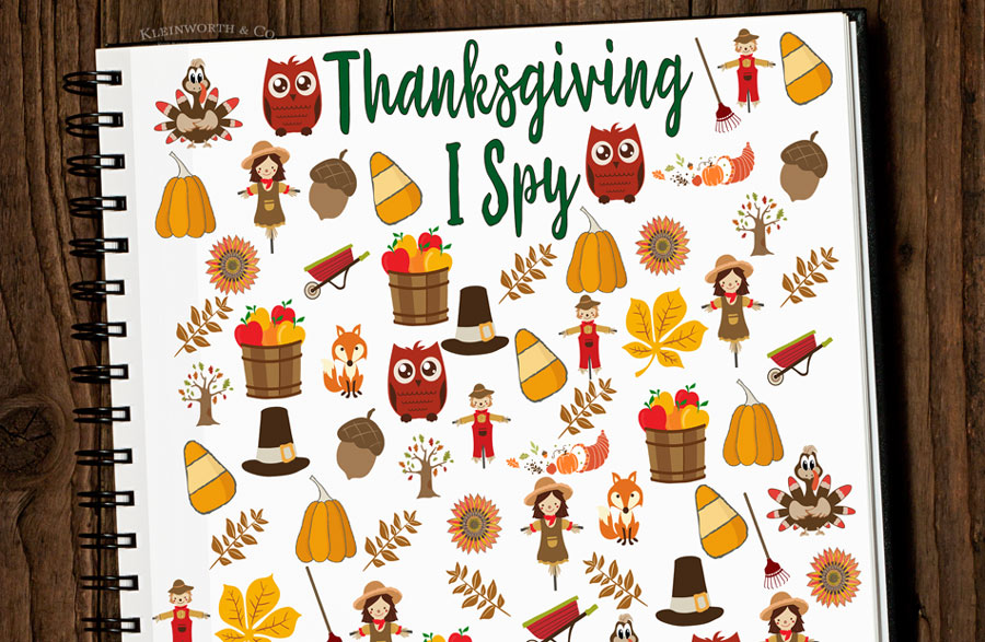 Thanksgiving activity printables: Thanksgiving I Spy Printable | Kleinworth Co. 